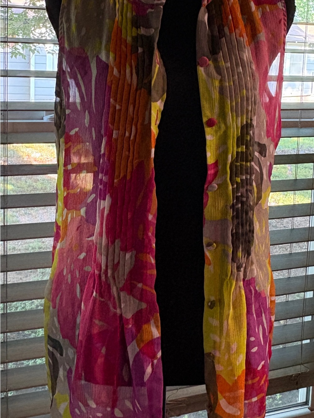 Liz Claiborne Pink, Yellow & Olive Floral Top